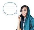 Illustration of modern muslim woman phone chat