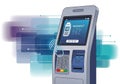 Illustration of a modern payment kiosk with a touch screen Royalty Free Stock Photo