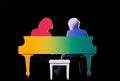 illustration modern people art performance piano trend music concept colourful. Generative AI.