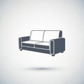 Illustration of a modern sofa in a simplistic, black-and-white style. The sofa features Royalty Free Stock Photo