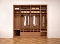 Illustration of modern wardrobe with clothes and things