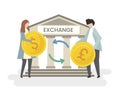 Illustration of money exchange at bank