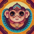 baby monkey face hand draw tribal mandala style perfect for baby product