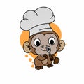 Illustration of Monkey Chef Carry Spatula Cartoon, Cute Funny Character, Flat Design Royalty Free Stock Photo