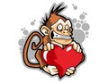 illustration of monkey holding a heart shape mascot cartoon character in Royalty Free Stock Photo