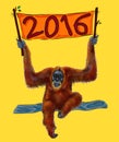 Illustration 2016 monkey orangutan Royalty Free Stock Photo