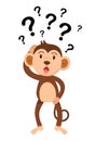 Illustration of monkey thinking with question marks