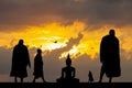 Monks Buddhists prayers to the Buddha