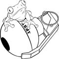 vector illustration of frog on hand granate
