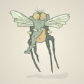 Illustration monster fly with long legs, wings and