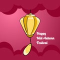 Illustration gold lantern of happy mid autumn festival