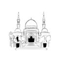an illustration of a mosque, a place of worship for Muslims.