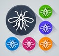 Mosquito circle icons with shadow