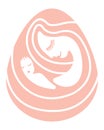 Illustration of a mother with a baby. Egg shaped icon in flat style. Care concept. Royalty Free Stock Photo