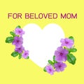 Mothers day card in yellow background