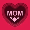 illustration for mother s day. Hearts cut out of red paper, greeting card for mom.