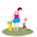 Illustration of mother and son