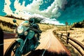 Motorbike on the road , digital illustration painting artwork