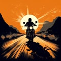 Illustration of motorcycle cruising on the road
