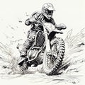 illustration of a motorcycle racer riding motocross