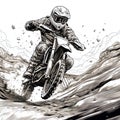 illustration of a motorcycle racer riding motocross