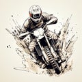 illustration of a motorcycle racer riding motocross