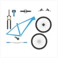 Illustration of mountain bike parts for web and mobile design isolated on a white background Royalty Free Stock Photo