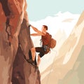 Illustration of a mountain climber climbing a mountain