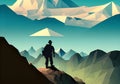 Illustration of a mountain climber silhouetted against a gorgeous backdrop
