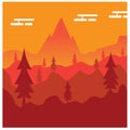 Illustration of mountain and flat tree landscape in the afternoon with colorful vector design background Royalty Free Stock Photo