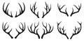 Deer antlers black icons set on white background