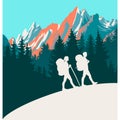 Mountaine hike silhouette background