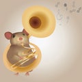 Illustration of a Mouse Playing on Tuba