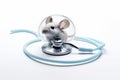 illustration of mouse with stethoscope on transparent white background, Generative ai Royalty Free Stock Photo
