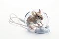 illustration of mouse with stethoscope on transparent white background, Generative ai Royalty Free Stock Photo