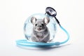 illustration of mouse with stethoscope on transparent white background, Generative ai Royalty Free Stock Photo