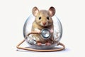 illustration of mouse with stethoscope on transparent white background, Generative ai Royalty Free Stock Photo