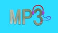 MP3, popular lossy compression audio coding format, MPEG Layer III audio. Headset graphic. Royalty Free Stock Photo