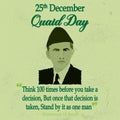 Illustration of Muhammad Ali Jinnah vector background .Celebrate Quaid Day 25 December