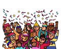 A group of diversity of gay lgbtq and lesbian people celebrate Christmas and new years party anniversary together Royalty Free Stock Photo