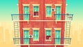 illustration of multi-storey apartment, house outside concept, private building. Architecture promo background