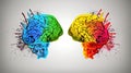 illustration multicolor minimal brain, left and right