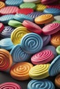 illustration, multicolored background of chewy candies, ai generative