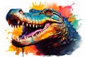 Illustration of a multicolored crocodile in close up Royalty Free Stock Photo