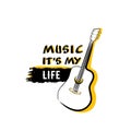 Illustration music my life guitar print stamp phrase Royalty Free Stock Photo