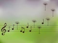 Illustration of music notes with dandelion Royalty Free Stock Photo