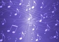 Abstract Music Notes and Staves in Purple Background