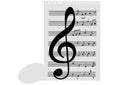 Illustration of a music-sheet and a music note