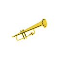 Illustration of musical instrument trumpet in cutting style isolated on white background Royalty Free Stock Photo