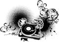 Illustration on musical theme with turntable